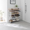Etagere a chaussures 5 niveaux tablette bois roulettes Yamaazaki Tower