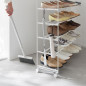 Etagere a chaussures 5 niveaux tablette bois roulettes Yamaazaki Tower