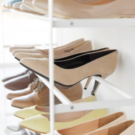 Etagere a chaussures 5 niveaux tablette bois roulettes Yamaazaki Tower