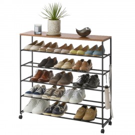 Etagere rangement chaussures 5 niveaux tablette bois Yamaazaki Tower