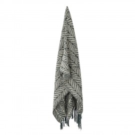 Plaid motif graphique coton recycle vert Bloomingville Ugento