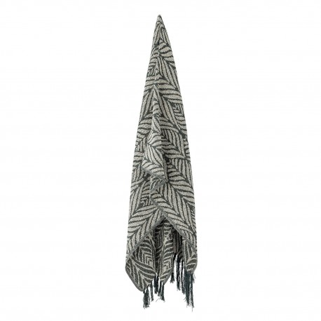 Plaid motif graphique coton recycle vert Bloomingville Ugento