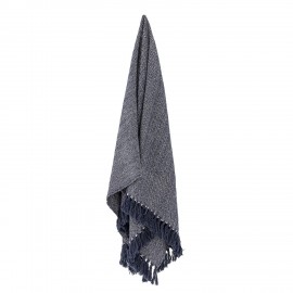 Plaid coton recycle bleu chevrons Bloomingville Herringbone