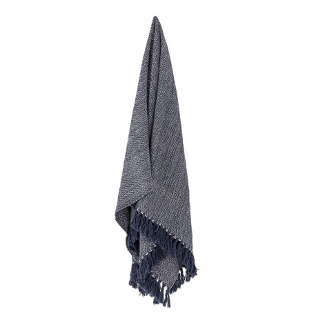 Plaid coton recycle bleu chevrons Bloomingville Herringbone