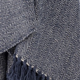 Plaid coton recycle bleu chevrons Bloomingville Herringbone