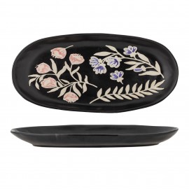 Assiette de presentation plat ovale ceramique decoree Bloomingville Amberly