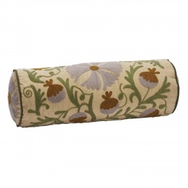 Traversin coussin brode coton floral Madam Stoltz