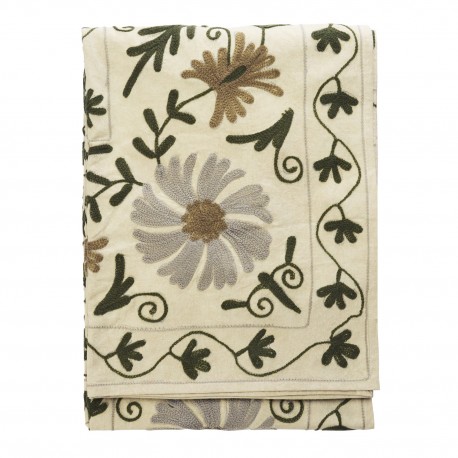 Jetee de lit broderie artisanale florale Madam Stoltz