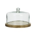 Plateau bois cloche en verre artisanal Madam Stoltz