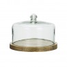 Plateau bois cloche en verre artisanal Madam Stoltz