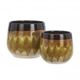 Cache pot emaille couleur design retro vintage Madam Stoltz set de 2