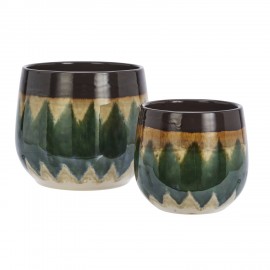 Cache pot emaille couleur retro vintage Madam Stoltz set de 2