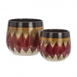 Cache pot pot couleur retro Madam Stoltz set de 2