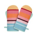 Gants de cuisine tissu couleur moderne rayures Remember set de 2