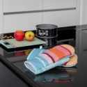 Gants de cuisine tissu couleur moderne rayures Remember set de 2
