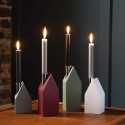 Bougeoirs design maisons bois acier couleur Remember set de 4