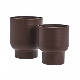 Cache pot design epure metal Madam Stoltz set de 2
