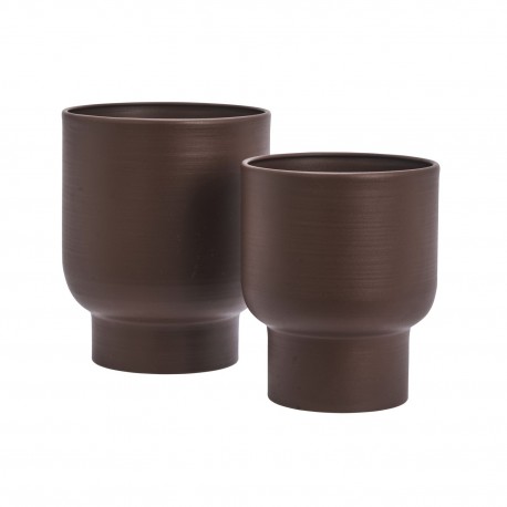 Cache pot design epure metal Madam Stoltz set de 2