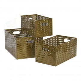 Boites de rangement design metal perfore couleur Madam Stoltz set de 3