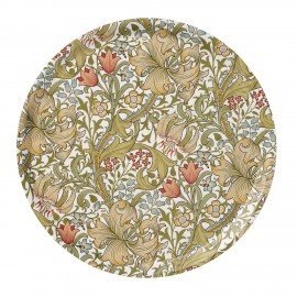 Plateau rond service bois bouleau floral Klippan Golden Lily