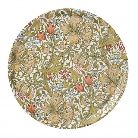 Plateau rond service bois bouleau floral Klippan Golden Lily