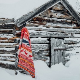 Couverture laine agneau bio motif scandinave Klippan Sarek