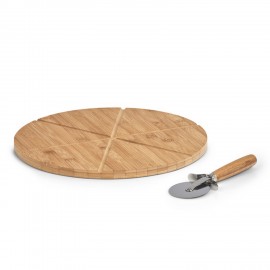 Planche a pizza avec roulette bois bambou Zeller
