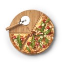 Planche a pizza avec roulette bois bambou Zeller