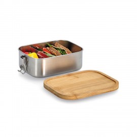 Boite de conservation lunch box acier bois bambou Zeller