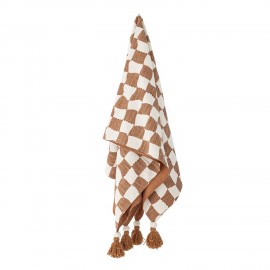 Plaid coton motif graphique pompons Bloomingville Chola