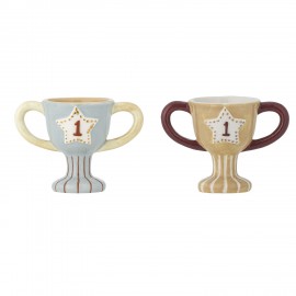 Coquetier en forme de trophee ceramique Bloomingville set de 2