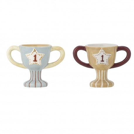 Coquetier en forme de trophee ceramique Bloomingville set de 2