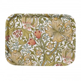 Petit plateau service bois lamine floral Klippan Golden Lily