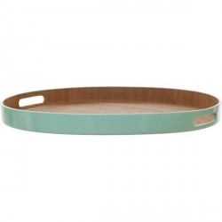 Plateau de service rond bois vert menthe present time