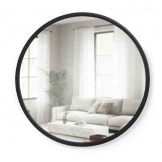 miroir mural rond bord en caoutchouc noir umbra hub 24 1008243-040