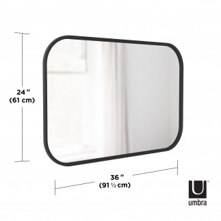 umbra hub miroir mural rectangulaire angles arrondis caoutchouc noir
