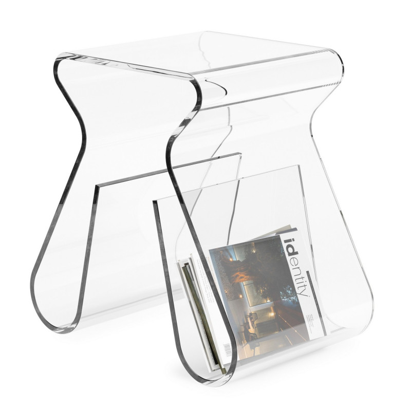 umbra magino table appoint acrylique transparent chevet range magazines