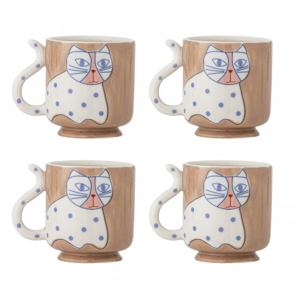 Mug chat gres Bloomingville Missy set de 4