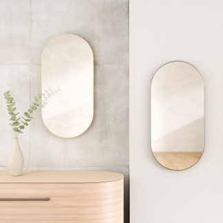 Miroir mural ovale cadre fin design metal Umbra Hubba Pill