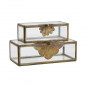 Set de 2 boites a bijoux verre laiton Madam Stoltz Leaf