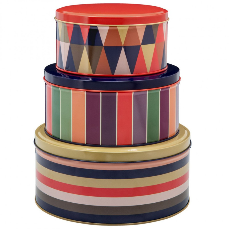 Boites rondes metal decoatives couleur Remember Klara set de 3