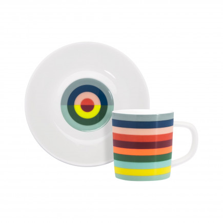 Tasse espresso soucoupe rayures couleur Remember Lorenzo