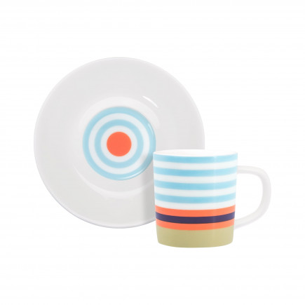 Tasse espresso soucoupe rayures Remember Positano