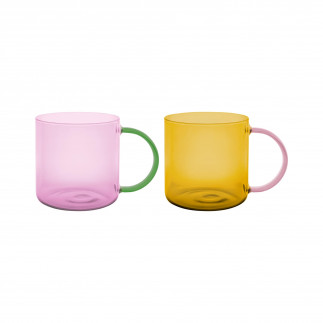Mug verre couleur design Remember Fred set de 2