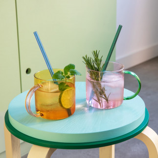 Mug verre couleur design Remember Fred set de 2