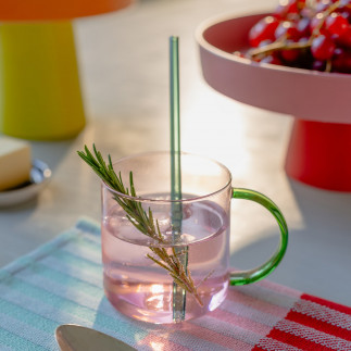 Mug verre couleur design Remember Fred set de 2