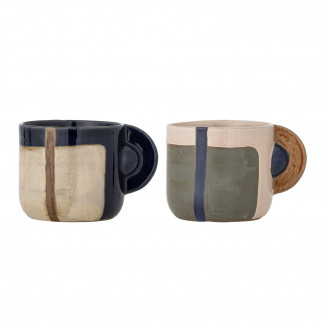 Tasses gres motif geometrique Bloomingville Bolivia set de 2