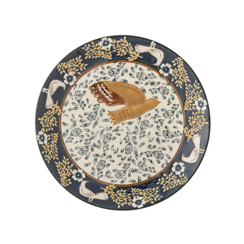 Petite assiette peinte oiseau colombe Bloomingville Hezha