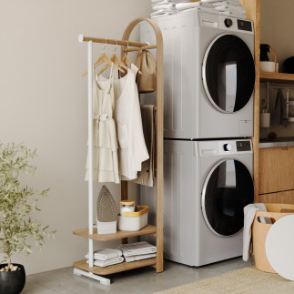 Portant vetements meuble entree chic bois etageres Umbra Bellwood