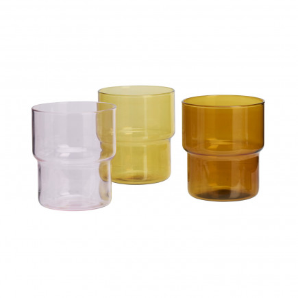 Verres a eau colores Madam Stoltz set de 3